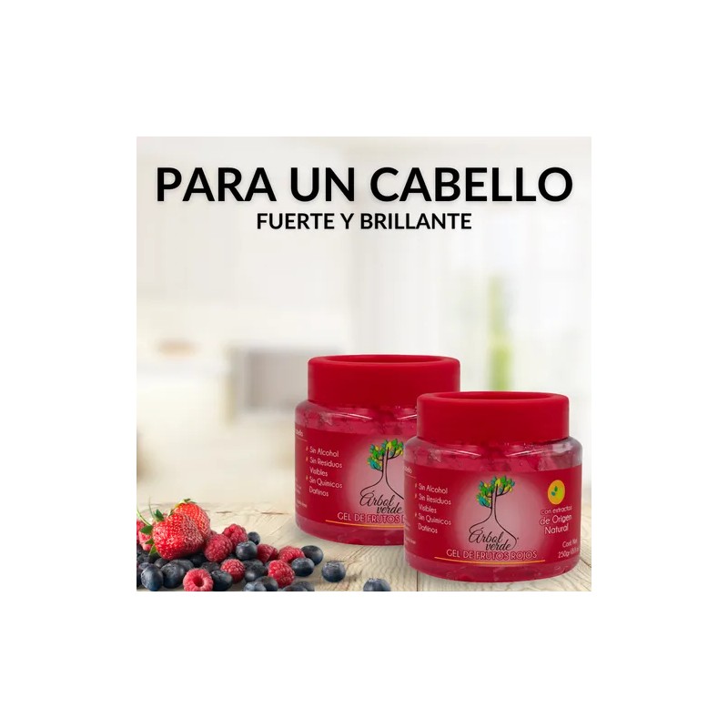 Gel Para Peinar Árbol Verde Fijador Natural Frutos Rojos 250