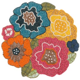 Beaded Placemats for Dining Table, 13 Inches Beaded Placemat for Farmhouse Decor and Kitchen Table Décor, Round Table Mats Set of 1 for Dining Tables, Non-Slip Place mats - ALPHA Living HOME