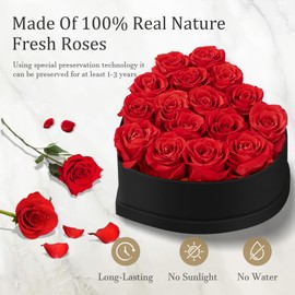 JUOIFIP Rose Box Heart, 16 Infinity Roses, Eternal Rose, Gifts for Mother, Wife, Girlfriend, Grandma, Birthday, Valentine's Day, Eternal Flower