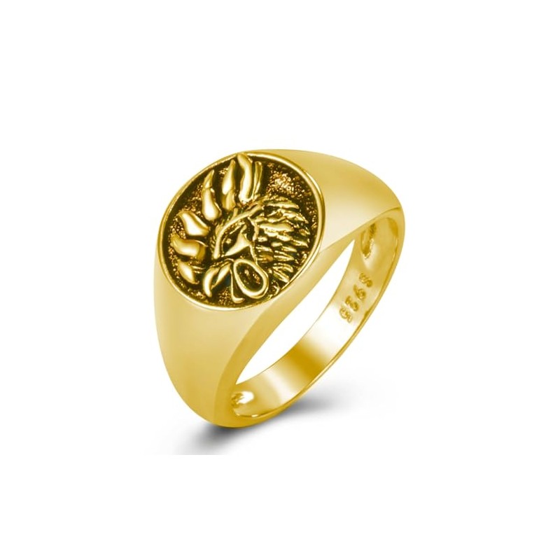 PikaLF Phoenix Bird Ring for Men, Chicken Rooster Ring, Gold-Plated