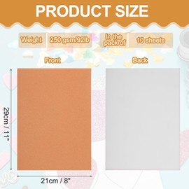 sourcing map 10 Sheet Orange Glitter Card Stock, 8"x11" A4 Shimmer Paper,287gsm One-Sided Cardstock for DIY Crafts, Scrapbooking, Party Decorations, Invitations