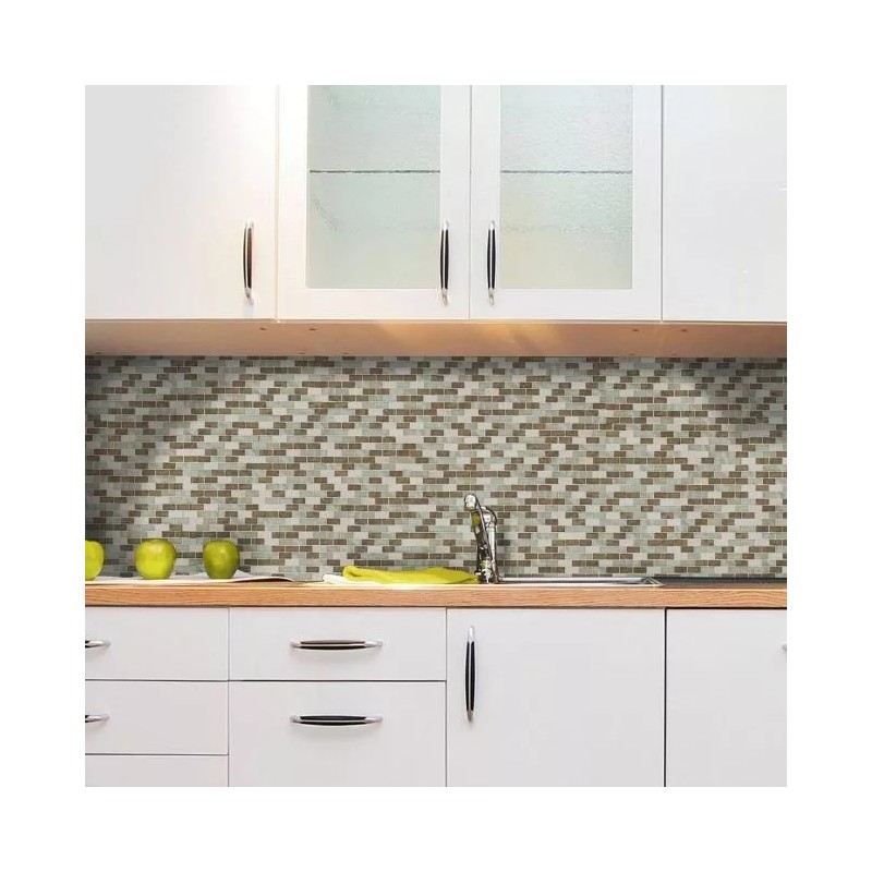 Jeffrey Court Bellagio Pebble Brown/Tan Brick Interlocking Mixed Glass Marble