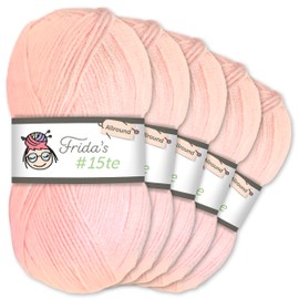 Frida's Wollhaus Frida's 5 x 100 g #15te Allround Basic Yarn, Baby Yarn, Wool, Knitting, Crochet, Soft, 45 Colours (853 | Light Pink)