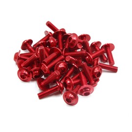 uxcell 40pcs M6 X 20mm Red Aluminum Alloy Motorcycle Hex Socket Head Bolts Bumper Screws Universal Replacement