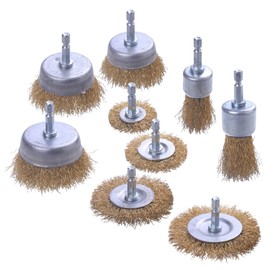 WENORA Wire Brush for Drill, 9 Pcs Brass Wire Wheel Brush for Drill, 1/4 Inch Hex Shank, Drill Wire Brush for Cleaning Rust, Stripping