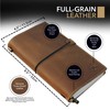 WANDERINGS Leather Notebook with Pockets, 22x11.5cm - Refillable Travel Journal