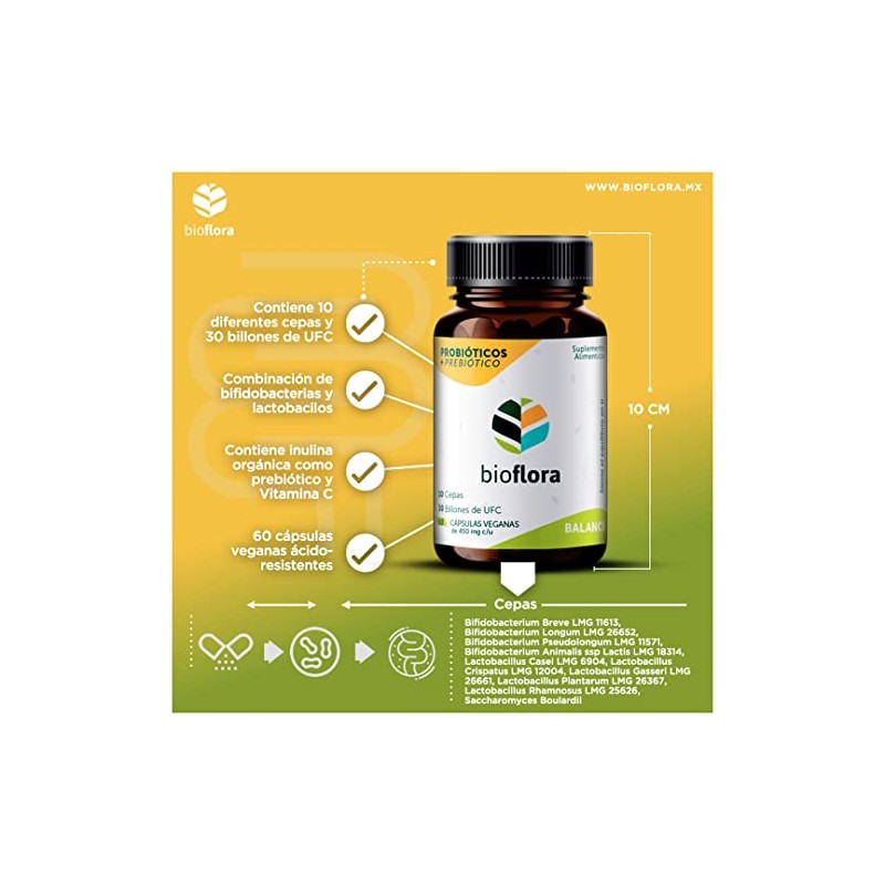 Pack 2 Frascos BIOFLORA Balance 30 Billones UFC, 10 Cepas