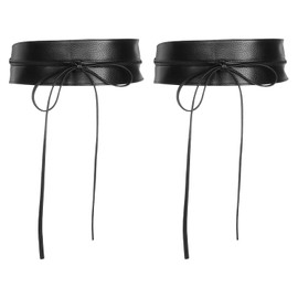 Pack of 2 belts for women, leather belt for women, black wide belt, elastic wide belt, waist wrap belt, wide belt for women's dresses, corset belt, pirate accessories for women, black