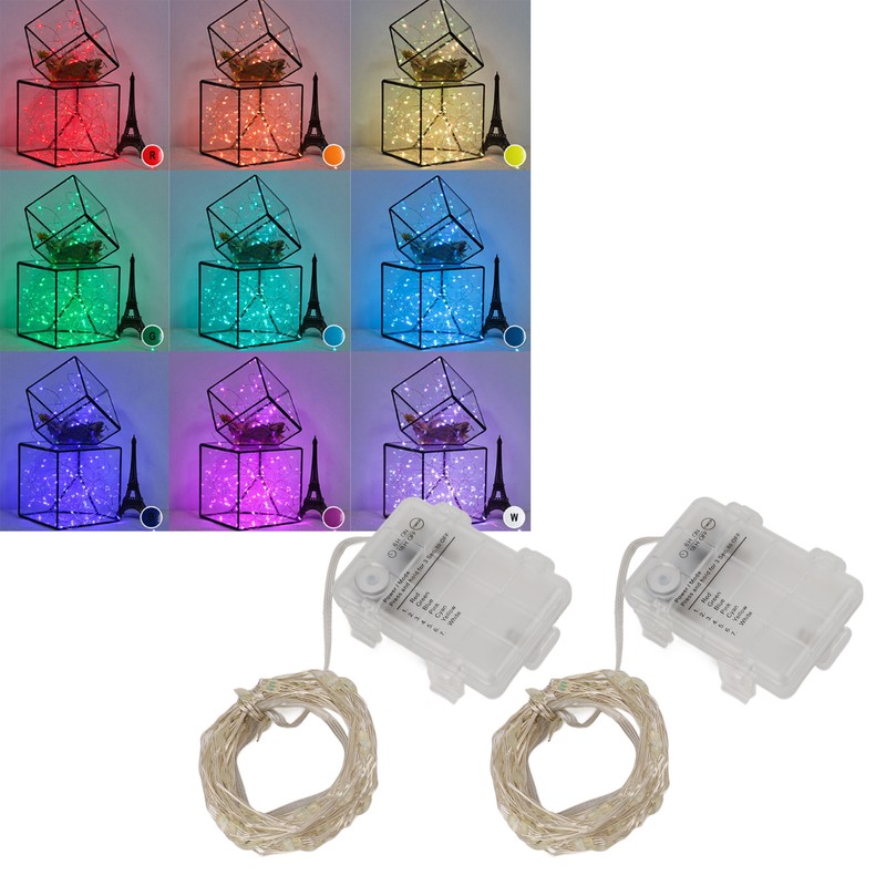 2pcs String Lights Remote Control LED Fairy Lights 16 Colors