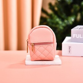 Mini Backpack Cute Cosmetic Bag for Women, Creative Cute Pendant Keychain Key-chains Keyrings PU Leather Makeup Bag Key Pocket Lipstick Bag Card Holder Data Cable Organizer Zipper Pouch (Pink)
