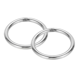 PATIKIL O-Rings 5x60 mm O Buckle Welded Round Rings Metal Rings 304 Stainless Steel Multi-Purpose DIY Decoration Belt Crafts Hanging Objects Dog Leash Silver Tone 2 Pieces