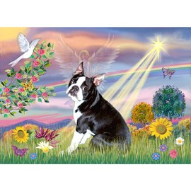 CafePress Cloud Angel & Boston T Throw Blanket Super Soft Fleece Plush Throw Blanket, 60"x50"