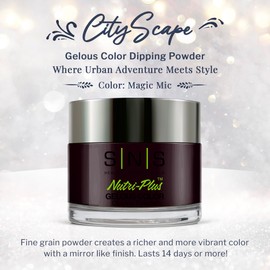 SNS Nail Dip Powder, Gelous Color Dipping Powder - Magic Mic (Brown/Eggplant, Cream) - Long-Lasting Dip Nail Color Lasts 14 Days - Low-Odor & No UV Lamp Required - 1 OZ