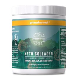 Primal Harvest Keto Collagen Powder with MCT Oil Hydrolyzed Collagen Peptides 6 oz Unflavored Paleo & Keto Friendly Protein Supplement