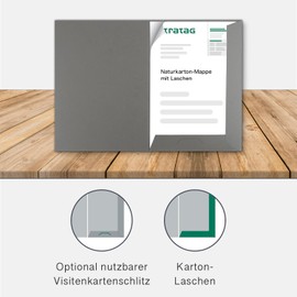 Presentation Folder A4 in Stone Grey (Pack of 3) – Very Sturdy 350 g/m² Natural Cardboard – Direct from the Manufacturer STRATAG – Versatile for Your Offers, Exposes, Projects or Annual Reports