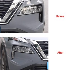 Hyorabyn Exterior Car Accessories Fit for Nissan Rogue 2021 2022 2023 2024 Headlight Eyelid Eyebrow Edge Cover 2PCS Chrome