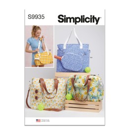 Simplicity SS9935OS Totes and Pickleball Paddle Cover Sewing Pattern Packet, Design Code S9935, One Size