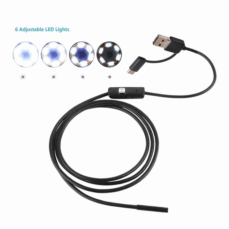 3-in-1 Industrial Endoscope Borescope Inspection Camera Built-in 6 LEDs IP67