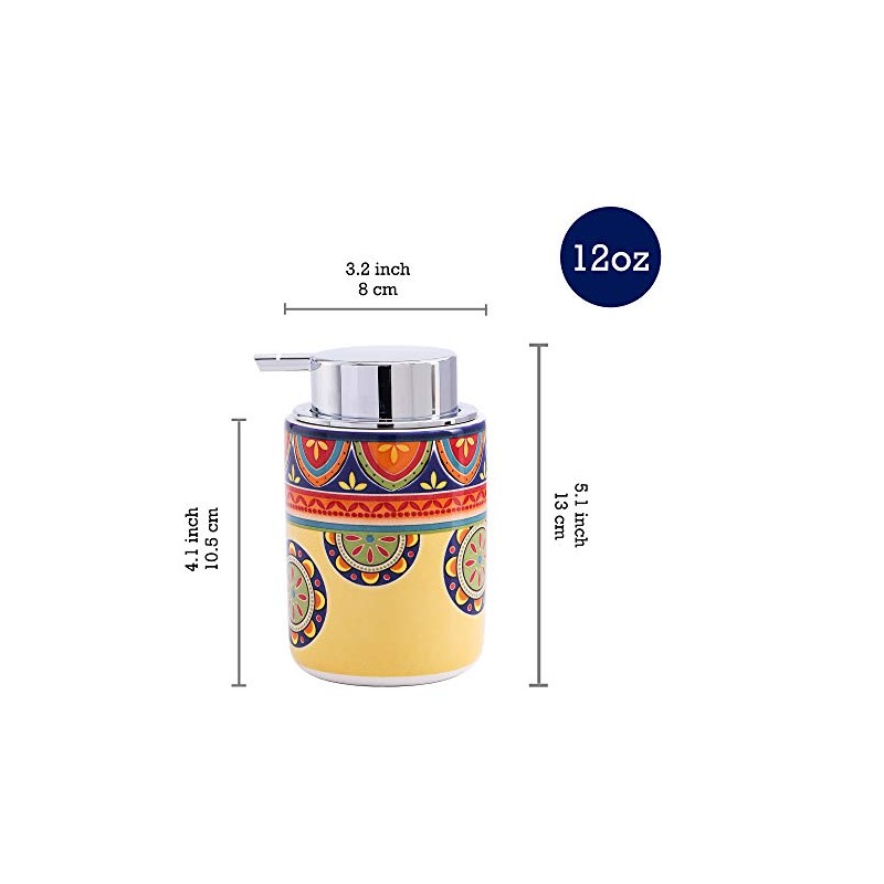 Bico Tunisian Ceramic 12oz Soap Dispenser with Removable Pump, Ideal