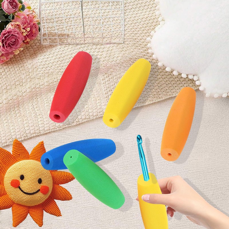 HEYLEAYAR - Ganchos de ganchillo, mango ergonómico de ganchillo, mango