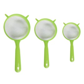 3 Pcs Plastic Strainer Universal Fine Mesh Plastic Sieve with Long Handle, Sifter for Kitchen Cooking, Green