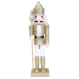 Christmas Nutcracker Ornaments 12" Wooden Nutcracker Soldier Figure Decor Christmas Decorations Doll Ornament for Festival Party Outdoor Xmas (Golden)