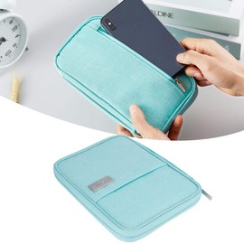 Travel Document Holder, Tear‑Resistant Portable Waterproof Passport Bag, Lightweight for Travel Passports(Tiff Blue Large)