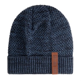 KNIT FACTORY - Jazz Hat - Knitted Hat for Men and Women - Beanie - Autumn & Winter Essentials - Timeless Fashion Accessory - Winter Hat with Wool - High Quality, Jeans/Navy