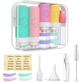 KIKIGOAL Juego de 19 Botellas de Viaje de Silicona, Contenedor de Viaje De 3Oz Aprobado por La TSA, Sin BPA, A Prueba de Fugas, Comprimible, Kit Accesorios de Viajes (Verde)
