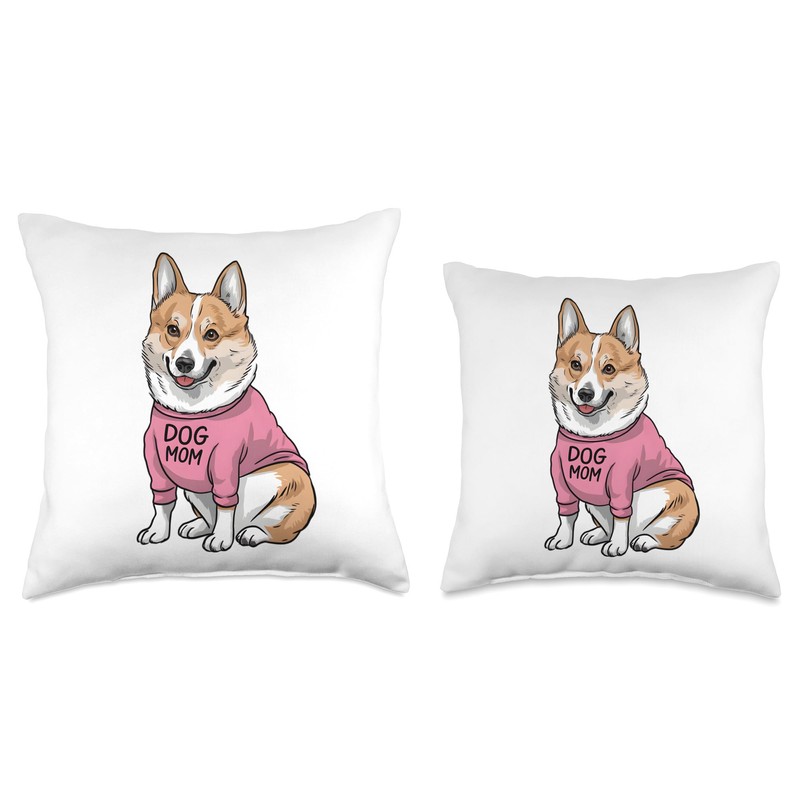 Cute Corgi Dog Mom Paw lover Throw Pillow