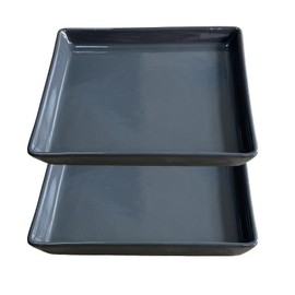 Square Plant Saucer 10 Inch 2 Pack，Plant Trays for Pots, Gray Ceramic Plant Saucers for Indoors Outdoors, Plant Drip Tray 4 6 8 10 12 14 Inch