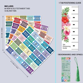 Cualfec Spanish Catholic Bible Index Tabs New & Old Testament Tabs Matte Laminated Floral Design, Bible Journaling Supplies - 122 Pcs (Solid Color)