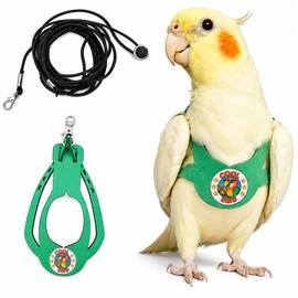 Adjustable Bird Harness & Leash Set for Small Birds,FitsBudgie,Parakeets, Conures, Cockatiels,Green Cheek,Quaker Parrots(Green, M) 6350-8