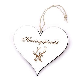 Door Sign Heart Stalking Deer 13 x 12 cm