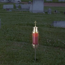 CB Church Supply Orthodox Cross Cemetery Light Sanctuary Light with Stake by Will & Baumer, 17" Tall, Ruby