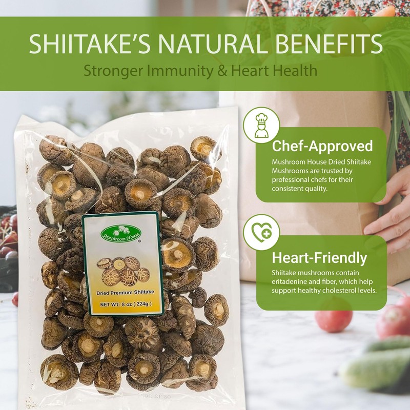 Mushroom House (MUSI1) Dried Shiitake Premium Mushrooms, 8 Oz