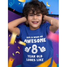 Tstars 8th Birthday Shirt for Boys or Girls - This is What an Awesome 8 Year Old Looks Like Youth Kids T-Shirt Gift Medium Blue