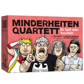 Postillon Games Minderheiten-Quartett Card Game (German Language), a Card Game Full of Prejudices, the Satire Classic, 100% Black Humour