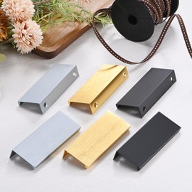 M METERXITY 6-Pack Cabinets Drawers Edge Pulls, 3.15" Aluminum Drawer Edge Pulls Concealed Tab Handle for Wardrobe/Kitchen Drawers/Cabinet Doors/Furniture [Matte Black]