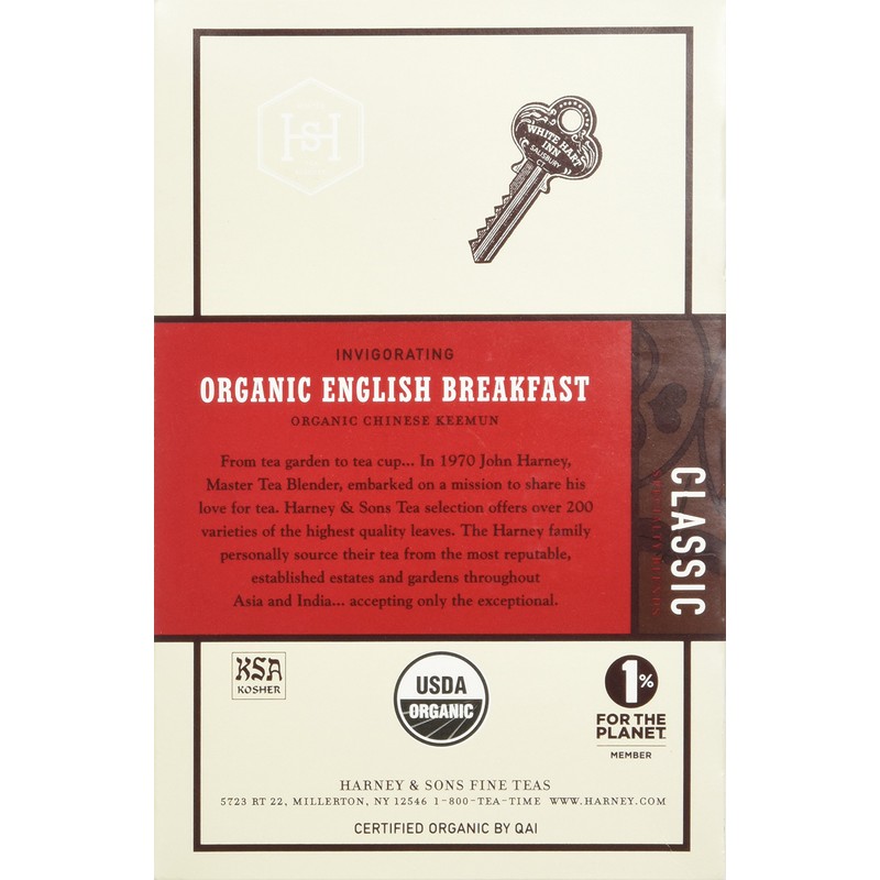 Organic English Breakfast, Box of 20 Wrapped Sachets