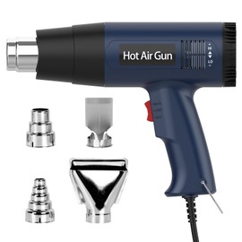 AHDXKUE Heat Gun, 2000W Hot Air Gun Kit 60℃-600℃ Dual Temperature Settings and Overload Protection, Heat Gun for Paint Stripping Heat Gun for DIY and Professional Use of Hot Air Gun (4 Nozzles)