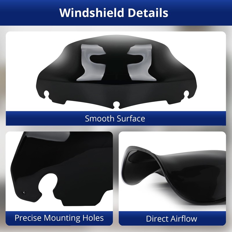 9" Motorcycle Wave Windshield Windscreen, Compatible with 2014-2023 Har ley