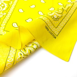 APIGANIZ 100% Cotton Bandanas, 21 x 21 inches, Set of 6 (Basic - Yellow)
