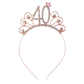 ALLY-MAGIC 40th Birthday Headband, Birthday Crowns, Rose Gold Birthday Tiara Rhinestone Hairbands for 40 Birthday Gift Party Accessories 40th Birthday Decoration Girls Women Y9SZHGFG (40th)
