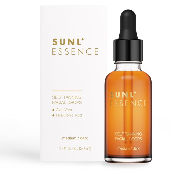 Sunl'Essence Self-Tanning Concentrate - Self Tanning Face - Tanning Drops to Add to a Moisturiser - Face Self-Tanner without Stains (Medium/Dark)