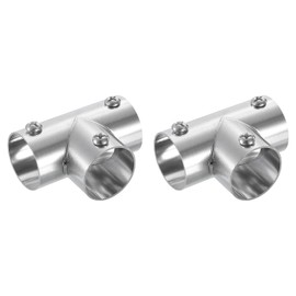 sourcing map 2Pcs 3-Way Pipe Fitting Connector, Fit 1 Inch(25mm) OD Pipe Stainless Steel Structural Pipe Connector Chain Link Fence Clamp