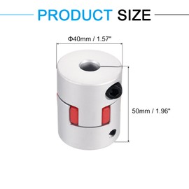 MECCANIXITY Aluminum Shaft Coupling 15mm to 15mm Flexible Coupling L50mm x D40mm Coupler Jaw Shaft Joint Connector for 3D Printers DIY Encoder CNC Router Milling Machine