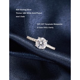 IMOLOVE Moissanite Engagement Ring D Color VVS1 Clarity Moissanite Engagement Rings for Women Wedding Rings for Women Lab Created Diamond Rings Promise Rings for Her, 8, Gemstone Metal, Moissanite