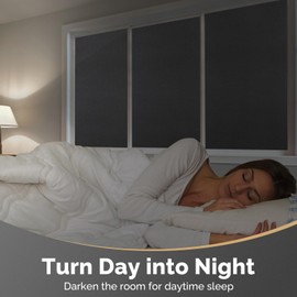 DOWELL Blackout Window Film, 100% Light Sun Blocking Static Cling Window Privacy Film for Glass, Heat Control Removable Window Tint, Room Darkening Window Coverings for Day Sleep, Black, 23.6"×157.5"