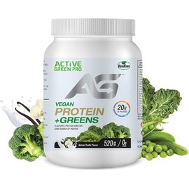 Active Green Pro - Vegan Protein Powder + Greens, For Vegan and Ketogenic Diet, Yummy Vanilla Flavour, No Sugar